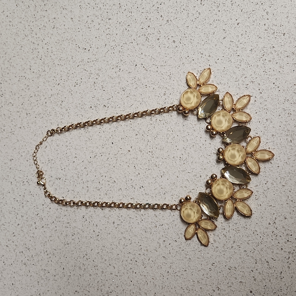 Maurices Cream and Gold Fashion Statement Necklace